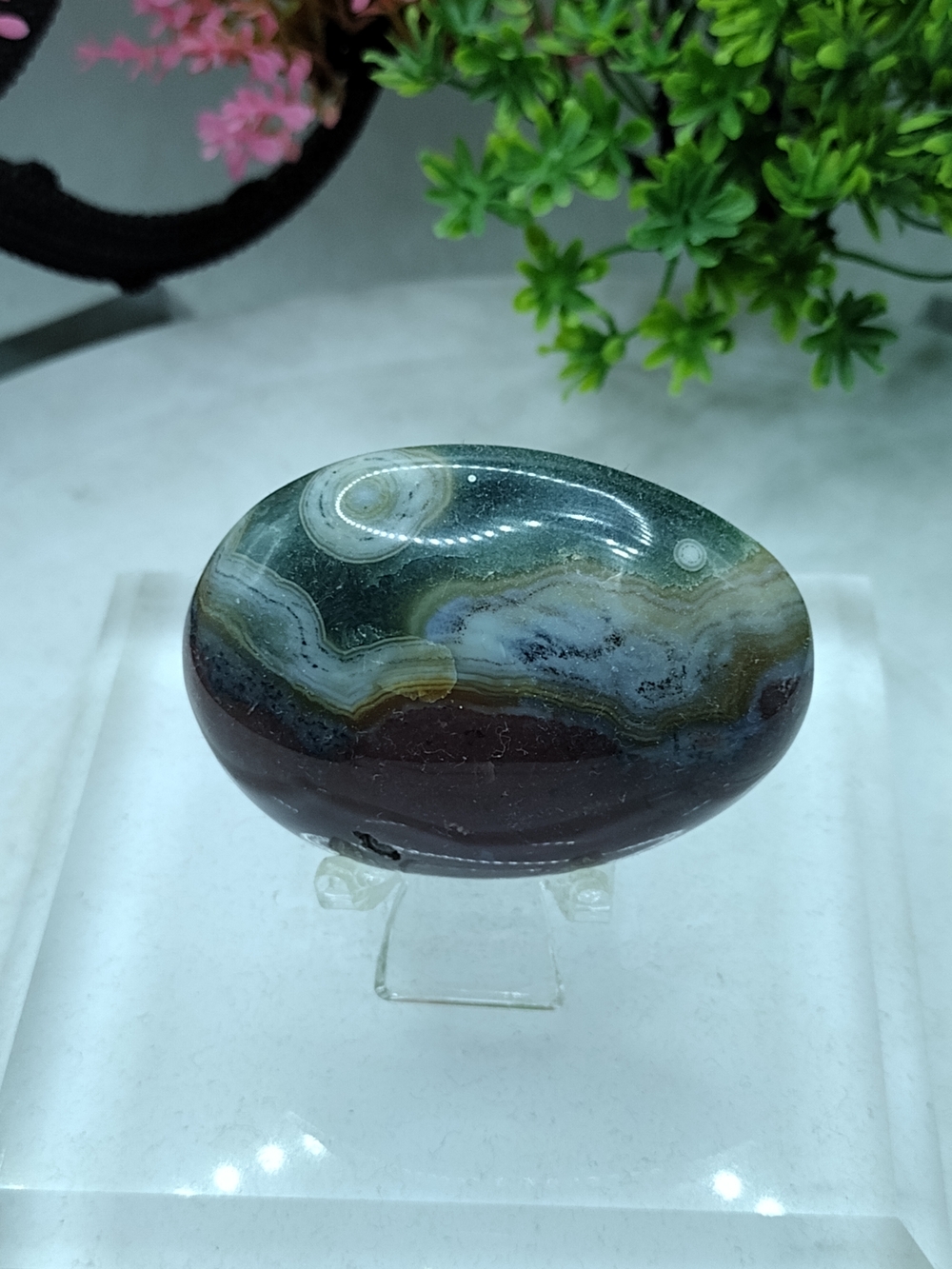 8th Vein Ocean Jasper Palm Stone 2-1/2 Inch